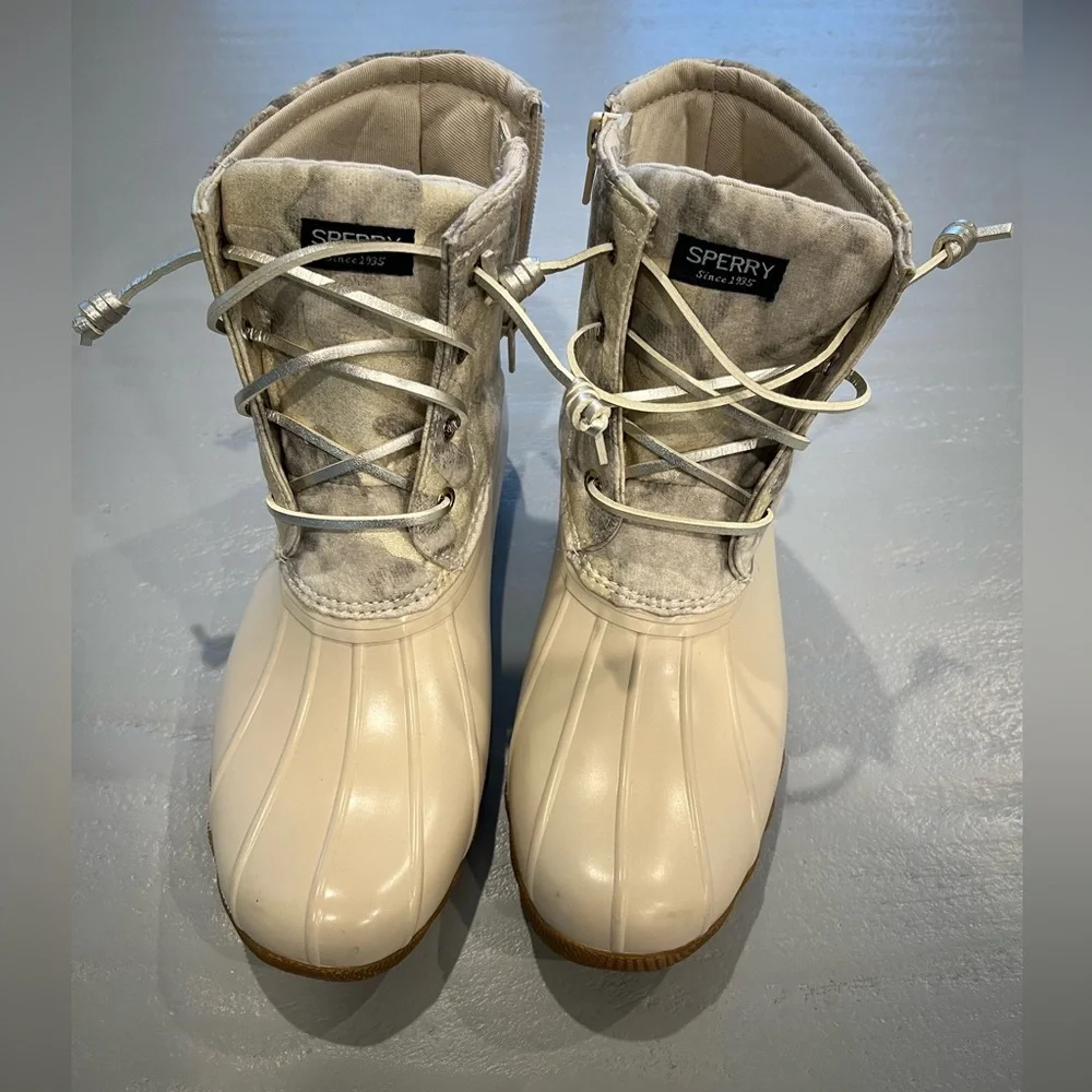 Sperry Saltwater Duck Boots Metallic Camo Waterproof Women’s 5
